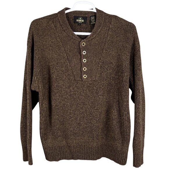 VTG Redhead Mens L Textured Henley Sweater Chocolate Heavyweight Chunky Timeless - Picture 8 of 16